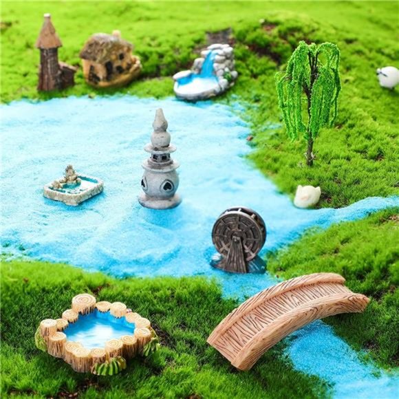 12 Pcs Fairy Garden Accessories Miniature Garden Bridge Figurine Mini Lighthouse - Picture 5 of 6